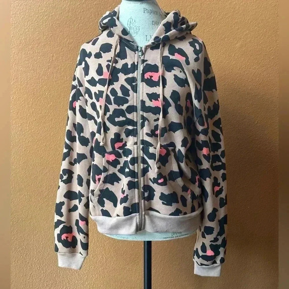Wild Fox “Preppy Kitty Leopard” Print Everyday Hooded Sweatshirt Size Large NWT! - Picture 6 of 15